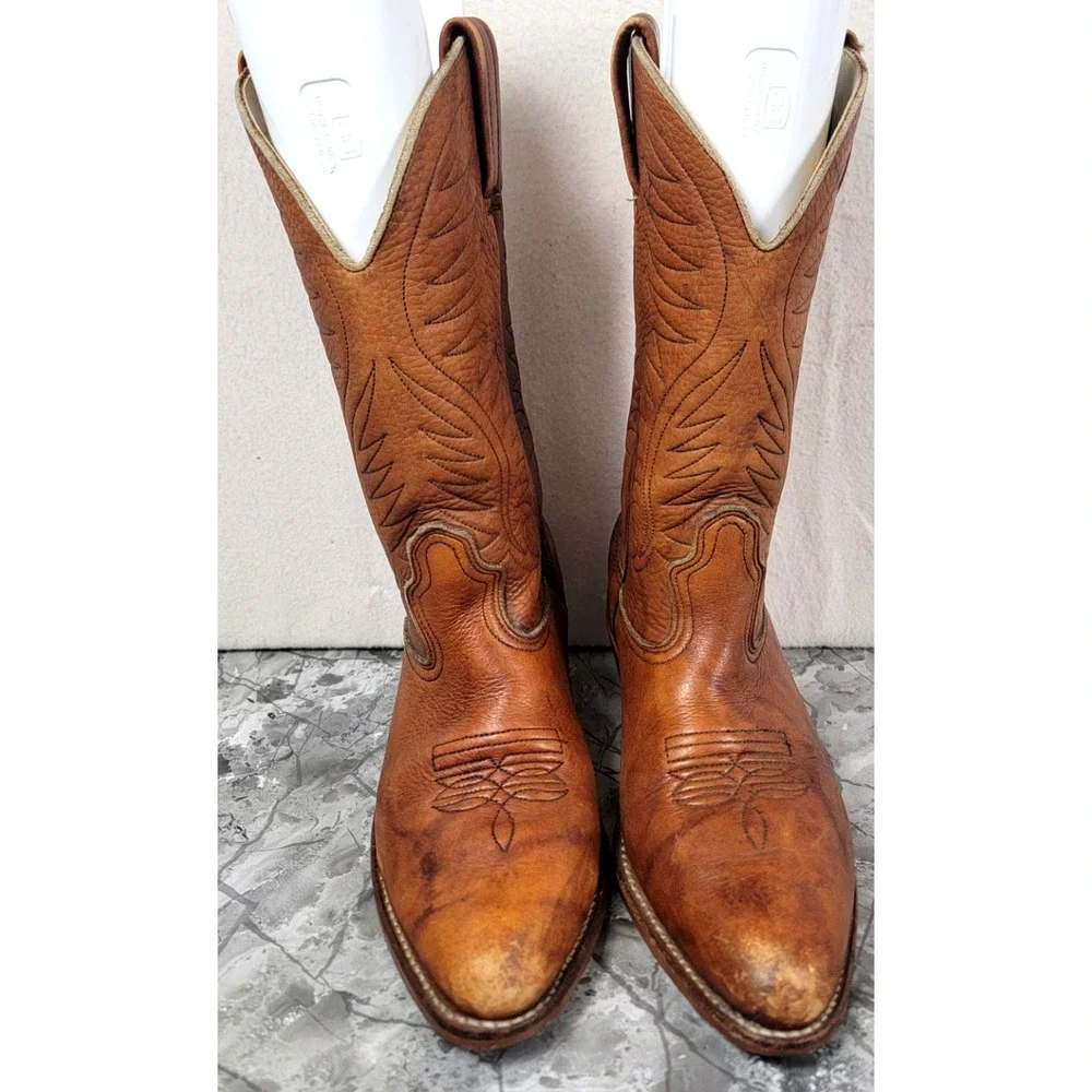 Vintage Dexter Tan Leather Cowboy Western Boots Men’s 9